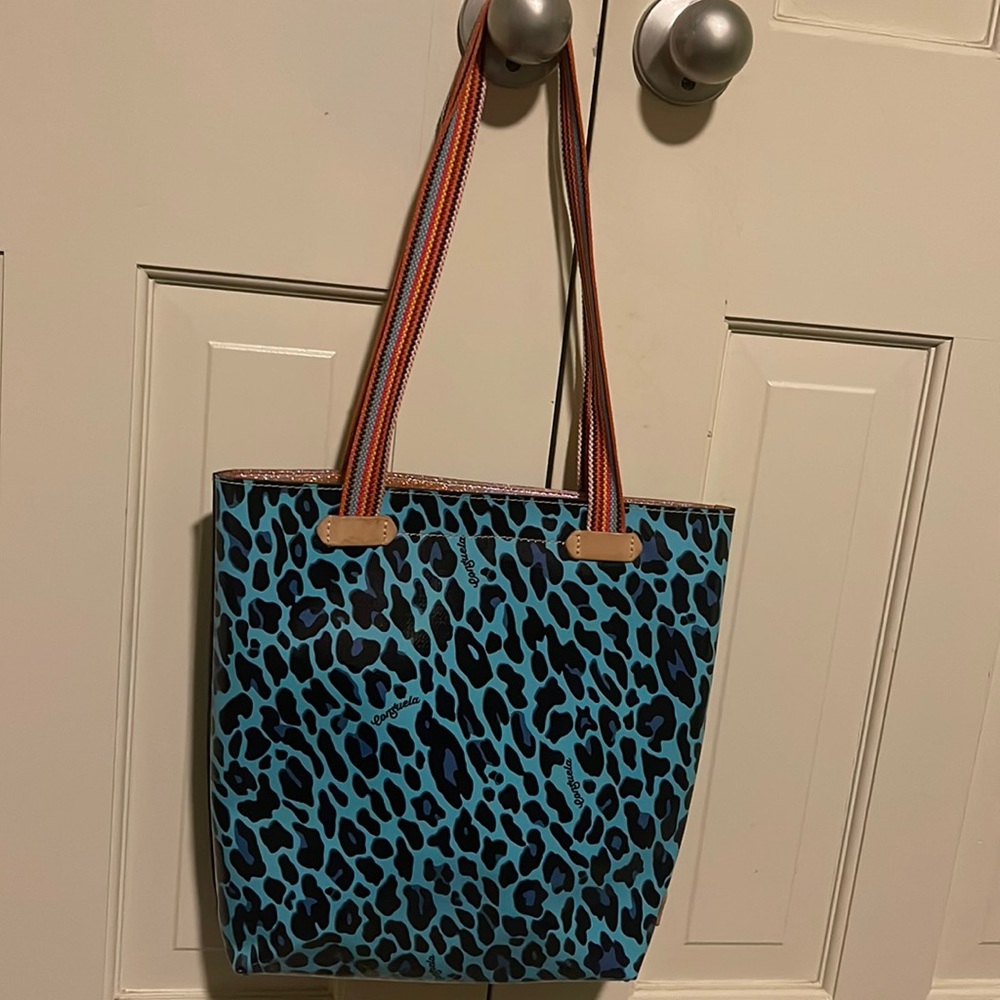 Consuela turquoise leopard tote bag purse